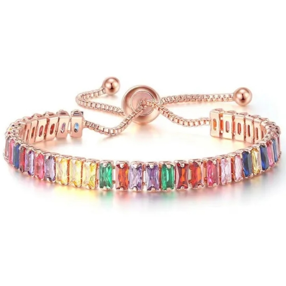 Zirconia Tennis Bracelet Rose Gold Chain